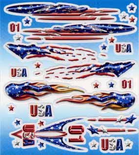 Flags and flames decals
