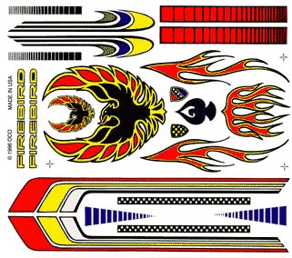 Auto Racing Pens on Firebird Derby Car Dry Transfer Decals