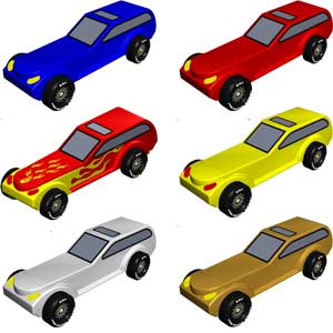 PT cruizer pinewood derby car