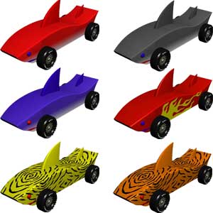 Shark pinewood derby car