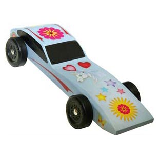 girls powderpuff pinewood derby car image