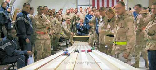 Military pinewood derby race Military pinewood derby race