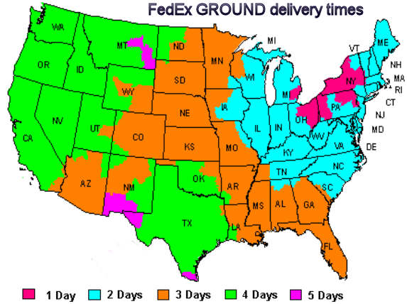 FEDEX GROUND shipping map