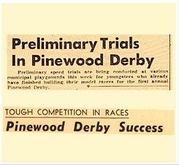pinewood derby history - original car kit