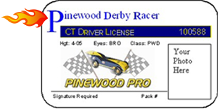 pinewood derby car racing license