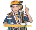 Pinewood Derby Winner with Trophies