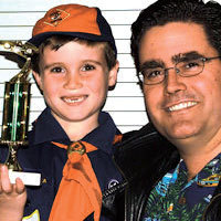 pinewood derby winners with trophy