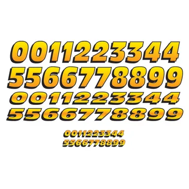 Yellow Numbers - large-medium-small