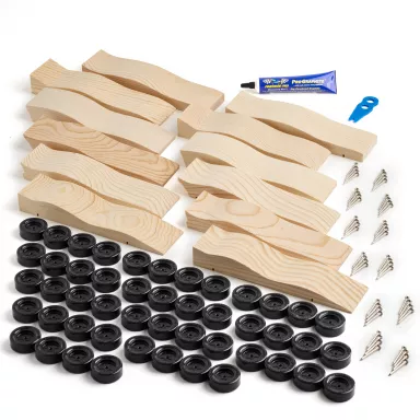 PRO Bulk Pack - 12 Pre-Cut Derby Car Sets with PRO Wheels, Axles and more!
