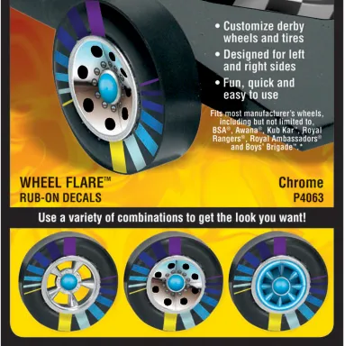 Chrome Pinewood Derby Wheel Decals