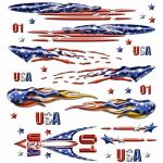 Flags and flames decals