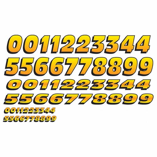 Details about   #8's Flourescent Yellow w/Wh.-Black Racing Numbers Vinyl Decal Sheet 1/10-1/12 