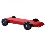 red fully built pinewood derby car